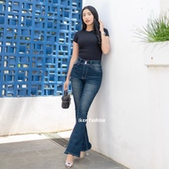 Iken Fashion Women's Cutbray Flared Jeans - Highwaist Cutbray Retro Jeans 2 Button Flared Flared Jea