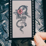 底片風半透明塑料小卡 蛇骨與花