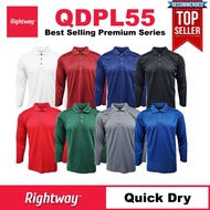 【PREMIUM】 RIGHTWAY Baju Polo Microfiber Long Sleeve Jersey T Shirt Collar Sukan Lengan Panjang Berko