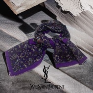 🦄YSL聖羅蘭|Yves Saint Laurent 奢華紫色花紋披肩. 圍巾Size:125x120cm#二手