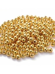 500 piezas cuenta redonda CCB de plástico ABS de 4 mm, cuenta eléctrica dorada plateada, cuenta semilla, accesorios de material para hacer joyas para pulsera, collar, aretes y bricolaje