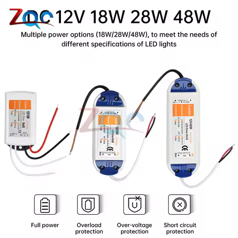 12V LED Driver AC 90-240V to DC 12V Power Supply Converter 18W 28W 48W 12 Volt Power Adapter LED Str
