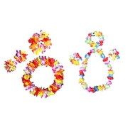 Hawaiian Flower Garlands 4 item set with Hawaii Bracelets Hawaii Headband Hawaii Necklace