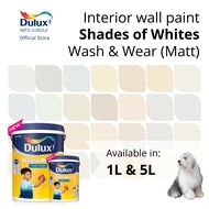 Dulux Interior Wall Paint - Shades of White (Washable / KidProof / Anti-Viral) (Wash &amp; Wear Matt) - 1L / 5L