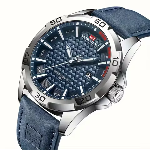 VAVA Brand Men Fashion Quartz Watches Male Leather Strap Sport Waterproof Wristwatches CalendarClock