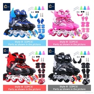 △✸❒Roller Blade Children 22PCS /6 PCS Set Murah Kids Adjustable Inline Roller Skate Flash Wheels Rol