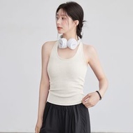 夏季新款瑜伽健身美背純色可外穿瑜伽套裝|女修身顯瘦文胸套裝（平行進口）