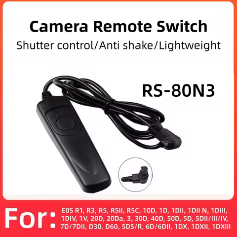 RS-80N3 Wired Remote Shutter Release Control for Canon EOS R1 R3 R5 R5II R5C 5D IV 5D4 1DX III 1DX I
