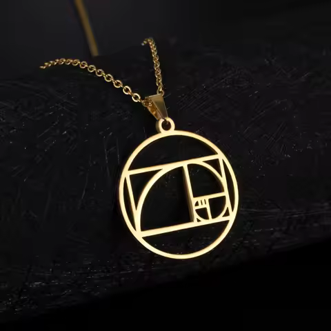 Skyrim Fibonacci Spiral Circle Triangle Golden Ratio Geometry Pendant Necklace Stainless Steel Women