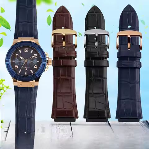 Men's Genuine Cowhide Watchbands for Guess Series Band W0040g3/0247g3/0040 G7 22mm Waterproof Watch 