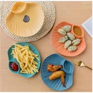 (acc ptk) plastic shell plate / 2-in-1 Shell Model Plastic Plate Shell Plate Chili Sauce Container -