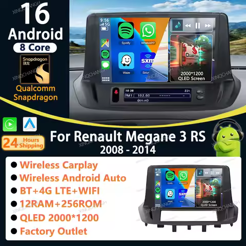 Android 16 Car Radio Carplay Auto For Renault Megane 3 RS Fluence Samsung SM3 2008 2009 2010 2012 20