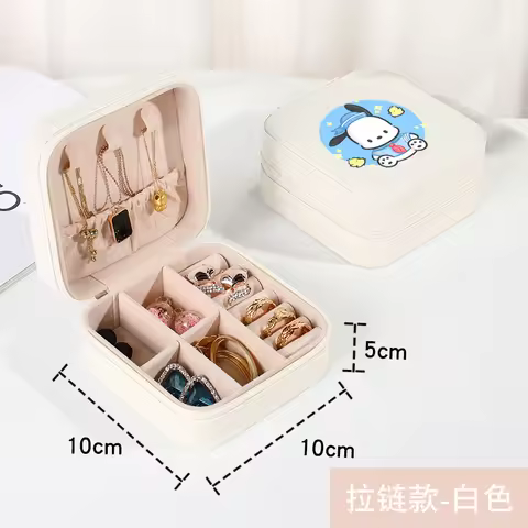 Sanrio Jewellery Box Cartoon Hello Kitty Kuromi Accessories Storage Boxs Cute Kawaii Portable Access