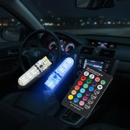 T10 5050 LED Bulb Car RGB Multicolour 6 SMD Waterproof with Remote Control LED Parking Light