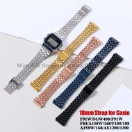 18mm Stainless Steel Watch Strap for CASIO F-91W/A158/A159/A168/F105/F108/AE1200/1300 Watchband Ultr