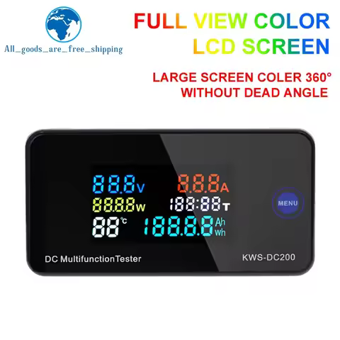 TZT DC 0-200V Voltmeter Ammeter KWS Power Energy Meter LED Digital DC Wattmeter Electric Meter with 