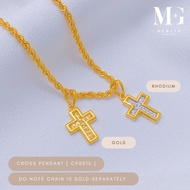 Merlin Goldsmith 22K 916 Gold Cross Pendant - Rhodium / Gold [CP0015]
