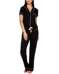 bebe Womens Pajama Sets - Notch Collar Pajama Top and Pajama Pants PJ Set - Pajamas for Women Logo