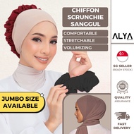 Chiffon Scrunchie Sanggul ( Alya Apparels / Breathable / Cooling Innercap / Shawl / Innera / Tudung 