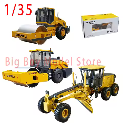 Diecast 1/35 Scale Shantui SR26M Single Steel Wheel Roller Alloy Car Model SG21-3 Land Leveller Toys