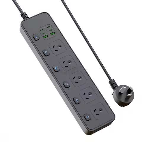 AU Plug 3250W 250V 5Way Australian Power Strip With 2 USB Port 4 Type C Port 2M Wire AU Power Socket