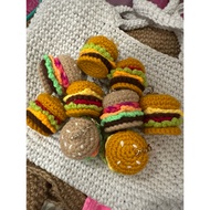 Cute mini burger crochet keychain handmade burger keychain for key, bag, deco, pretty cute keychain