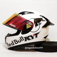 Helm Full face KYT R10 Black Glossy Paket Ganteng Red Bull