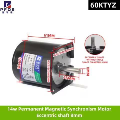 14W 220v 60KTYZ Permanent Magnetic Synchronism Motor Eccentric shaft 8mm 2.5RPM 5RPM 10RPM 15RPM 20R