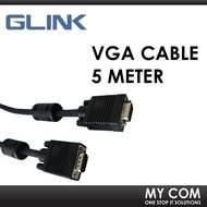 Glink CB397BK VGA 3+6C HD 15Pin 5 Meter Male to Male Laptop Monitor Projector Extension Cable Cord