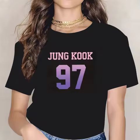 Tops for Women V(taehyung) Jungkook Fan T Shirt Cute Suga Kpop Harajuku Tshirt Streetwear Plus Size 