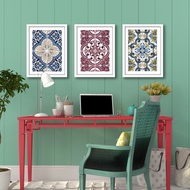 30X40CM ART PRINTS WITH FRAMES (VINTAGE CERAMIC TILE) A SET OF 3 Wall Decoration Poster
