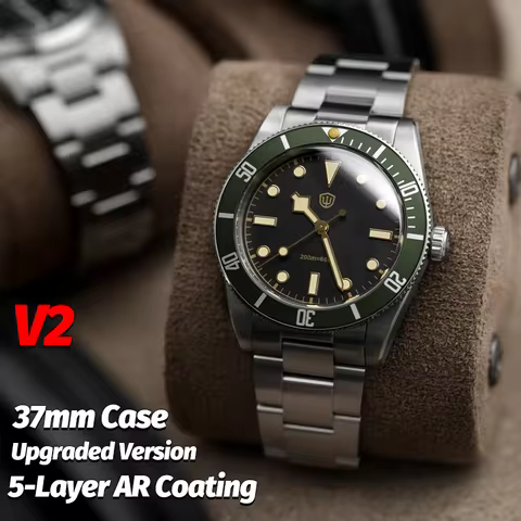 Watchdives New WD7922 37Mm Vintage Dive Watch VH31 Sweep Quartz AR Sapphire C3/BGW9 Luminous 200M Wa