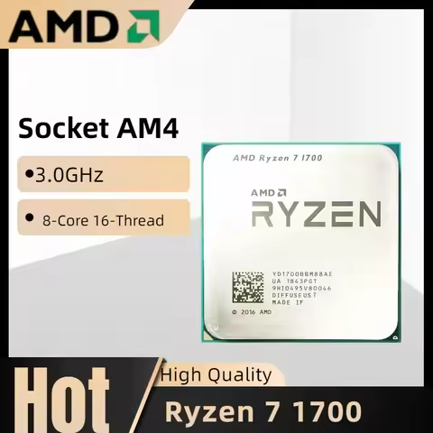 AMD Socket AM4 Ryzen 7 1700 R7 1700 3.0 GHz Eight-Core Sixteen-Thread CPU Processor 65W YD1700BBM88A