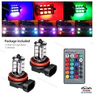 Car Sport Light H11 H8 LED with Remote Control 12V Fog Light Headlamp 27SMD 5050 RGB Light Bulb