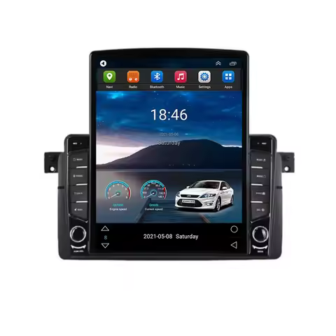 9.7" Car Android 14.0 Player For BMW E46 M3 1998-2006 Carplay Tesla Style Vertical Multimedia Video 