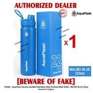 AQUAFLASK 22oz MALIBU BLUE Aqua Flask Wide Mouth with Flip Cap Spout Lid Flexible Cap Vacuum Insulated Stainless Steel Drinking Water Bottle Bottles or Tumbler Tumblers Authentic - 1 Bottle