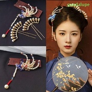 GUADALUPE Chinese Style Hairpin, Tassel Pearl Hanfu Hair Stick, Antique Phoenix Flower Hair Sticks for Buns Hanfu Headwear Girl Hair Accessories