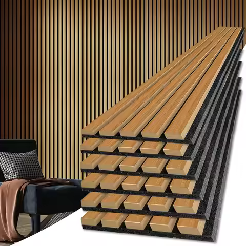 4-Piece Wood Slat Acoustic Panels for Stylish Decor and Noise Reduction Textured Panel for Ceiling a