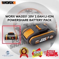 [WORX ACCESSORIES] WORX WA3551 20V Max Lithium 2.0Ah Battery (WG169E, WG329E, WG329E.5, WG549E, WG62