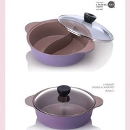 韓國製 Living Art 薰衣草紫色陶瓷鴛鴦鍋