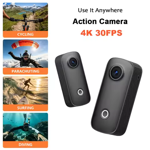 SJCAM C100 Pro Thumb Action Camera 4K Upgraded from C100+ More Stable Connection Clearer Image Cycli