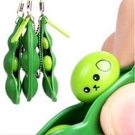1Pc Cute Squishy Peas In A Pod Keyring Kawaii Mochi Bean Fidget Toy Edamame Keychain