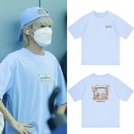 Nctdream Huang Renjun Airport Clothes Loose Dropped Shoulder Pure Cotton Printed Short-Sleeved T-Shi
