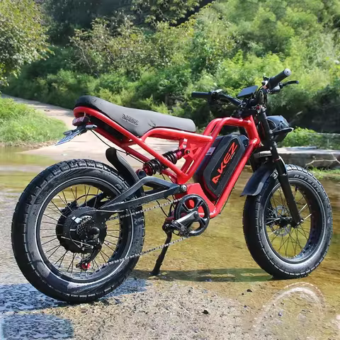 New AKEZ 20 Inch 1500W52V25AH Suspension Electric Fat Tire Bike Adult Off-Road Electric Bike for Mou