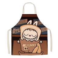 Labubu Cartoon Artcloth Apron Creative Home Kitchen Baking Dustproof Protective Coat for Children Dr