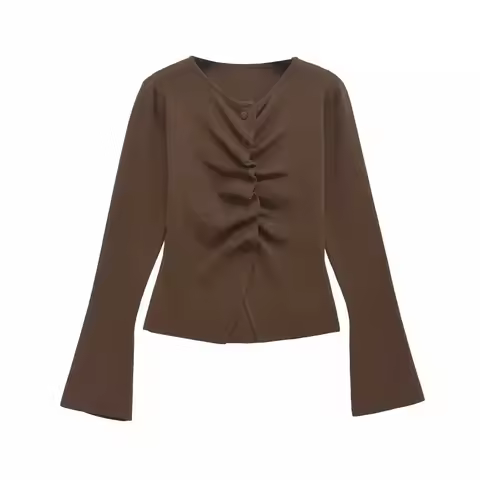 Cozy Sweaters Slim Pleated Knit Pullovers Y2k Vintage Top Women's Autumn Sweater Fall Fashion Long S