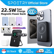 【SPOETRY】3C Power Bank 20000mAh Power bank 22.5w Fast Charging with Stand Magnetic Wireless Power Ba