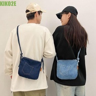 KIKO2E Denim Canvas Bag, Y2K Street Style Vintage Handbag, Portable Solid Color Large Capacity Shopp