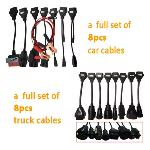 8 Car Cables + 8 Truck Cables Full Set Cables for New VCI Vd Ds50e Cdp VdIJk Autocoms Pro Tnesf Delp