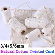 3mm 4mm 5mm 6mm Macrame Rope Natural Beige Twisted String Cotton Cord Hand Craft DIY Home Decorative